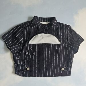 I.am.gia Fran Top Sexy Pinstripe Crop Top Keyhole Crop Top